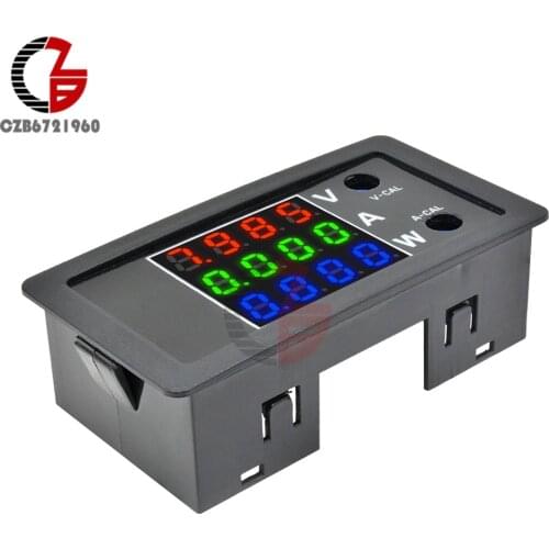 1000W 100V 10A Digital Voltmeter Ammeter Wattmeter 4 Digit 5 Wire Car Motorcycle Voltage Current Power Meter Red Green Blue LED