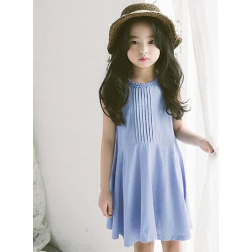 2020 Summer Girls Princess Dress Cotton Solid Color Kids Party Birthday Dresses For Girl Baby Toddler Teenager Children Clothes