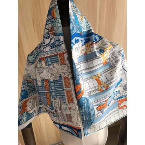 2021 new arrival winter spring classic design 100% real silk scarf twill hand made roll 90*90 cm shawl wrap for women lady