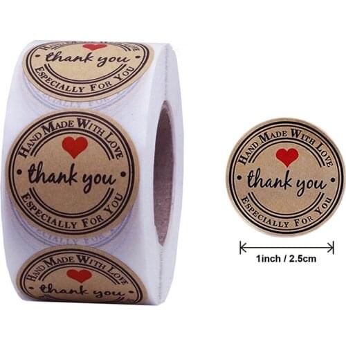 500Thank You Labels Kraft Paper Stickers 1 Inch Wedding Pretty Gift Cards Envelope Sealing Label Stickers Stationery