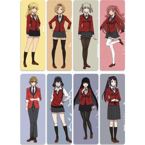 8pcs Kakegurui Anime Bookmarks Waterproof Transparent PVC Plastic Bookmark Beautiful Book Marks Gift