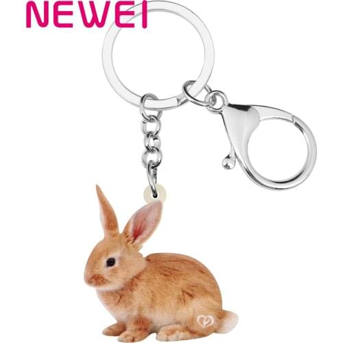 Newei Acrylic Brown Easter Eggs Hare Rabbit Bunny Keychains Keyring Animal Key Chain Jewelry For Women Girls Men Festival Gifts