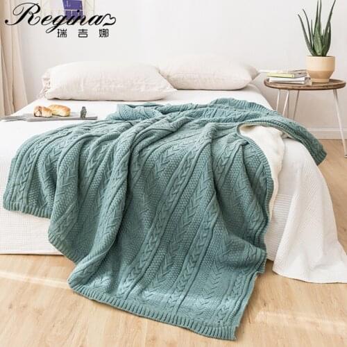REGINA Brand Winter Stripe Fleece Blanket Soft Warm Sherpa Nordic Style Home Decor Bedspread Plush Throw Blanket For Bed Sofa