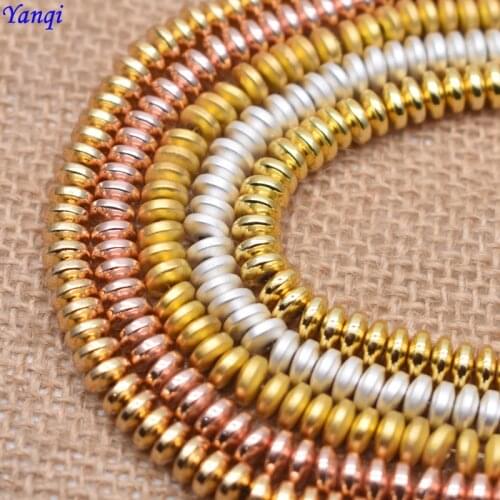 Yanqi Natural Stone Hematite Beads Rose Gold Round Loose Spacer Beads For Jewelry Making 4/6mm DIY Bracelet Necklace