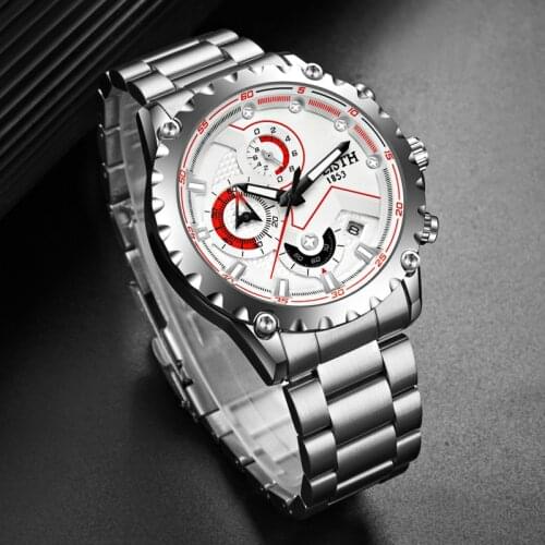 Reloj Brand WLISTH Men Watches Sports Military Watch Men Full Steel Waterproof Calendar Quartz Top Luxury Wristwatch Male Clock