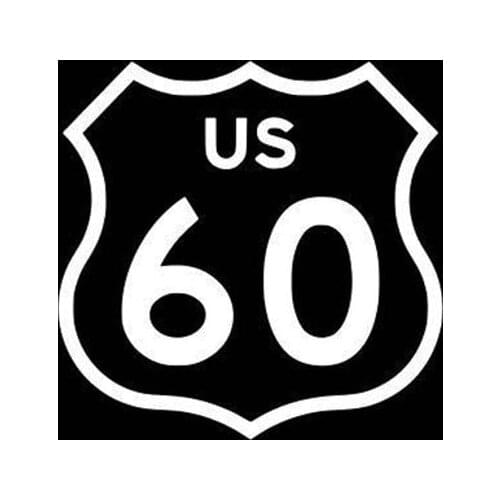 Black/Sliver U.S. Route 60 Car Decal Vinyl Sticker Simple Silhouette Removable Waterproof Rear Window Decor S1103