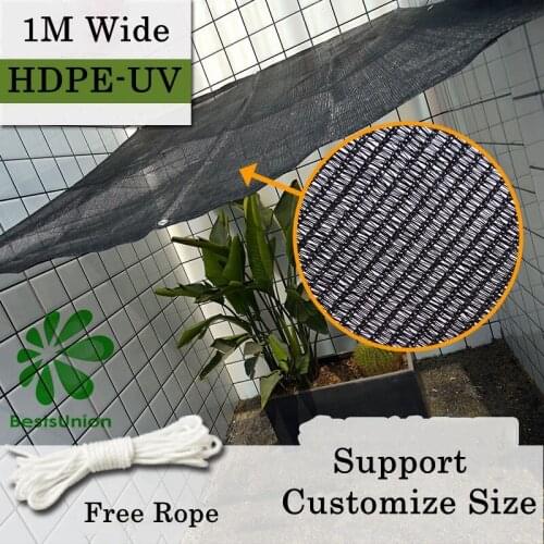 1M Wide Black Sun Shade Net Outdoor Garden Sunscreen Sunblock Shading Net Balcony Courtyard Orchid Succulent Sun Shelter