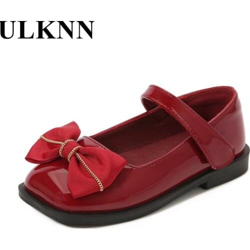 Children Bowknot Flat Shoes Autumn New Girls Princess Shoes Pure Square Head Bow Cute Shoe Tide Between Student Performance