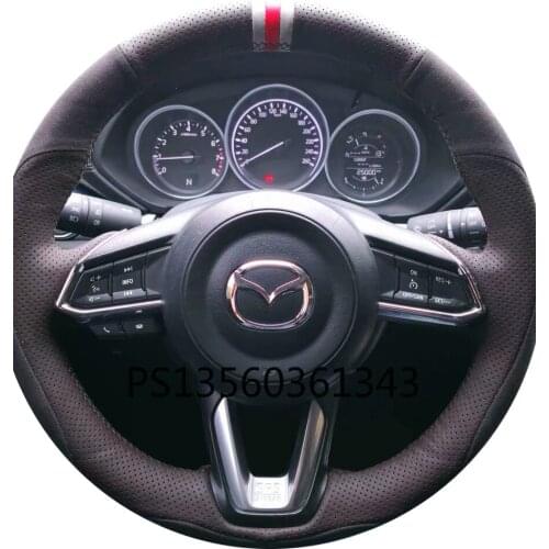 For Mazda 3/6 steering wheel cover CX4 CX5 MX-5 suede hand sewing special