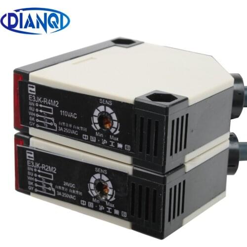 DIANQI Photoelectric switch with reflector E3JK-R4M2 220V AC infrared sensor switch transducer feedback reflection