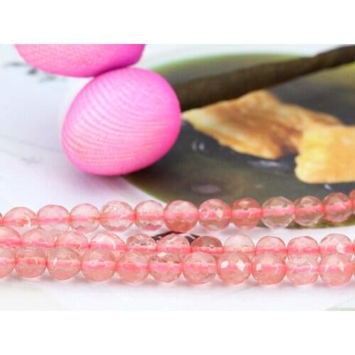 Faceted Pink watermelon tourmaline 6mm round loose beads 15inches 2pc/lot DIY charming fit women jewelry making fashion style