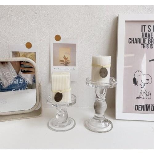 INS Nordic Transparent Glass Cylinder Candle Holders Home Decoration Dining Wedding Centerpieces For Tables Candlestick