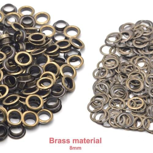KALASO 100sets 8mm Pure Brass Material Bronze Grommet Eyelet With Washer Fit Leather Craft Shoes Belt Cap Bag Diy Supplies