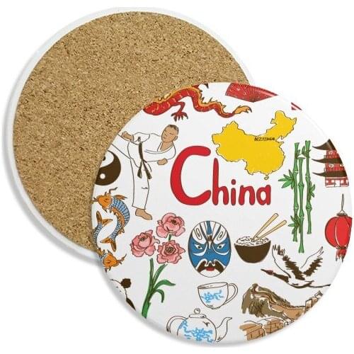 China Panda Landscap National Flag Stone Drink Ceramics Coasters for Mug Cup Gift 2pcs