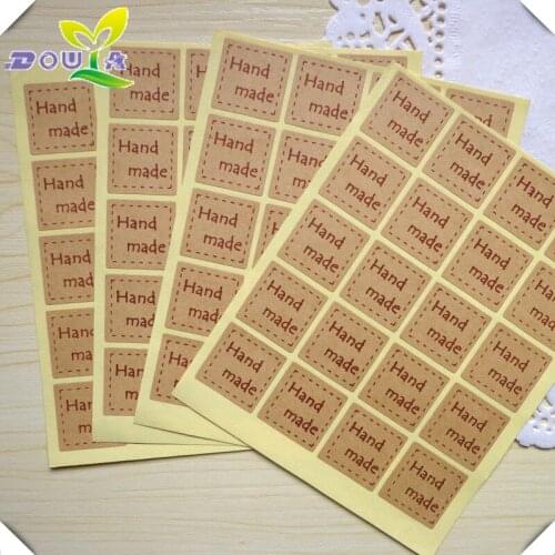"Hand made" square seal affixed to DIY biscuit bag baking packing sticker label