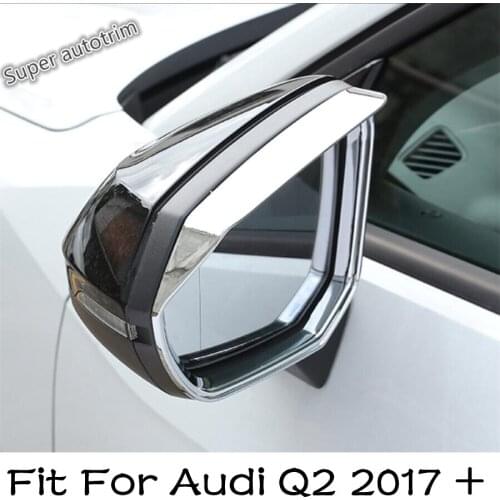 Lapetus ABS Chrome Door Rearview Mirror Rain Eyebrow Deflector Blades Cover Trim Exterior Fit For Audi Q2 2017 2018 2019 2020