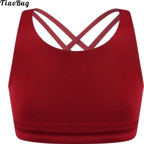 Summer Kids Girls Yoga Bra Spaghetti Shoulder Straps Sleeveless Backless Straps Criss Cross Back Vest Top For Gym Activewear