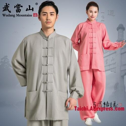 Linen Tai Chi Uniform Traditional Taiji Clothing Wu Shu Uniform Falx Kungfu Clothes Variety Colors Can Be Customized