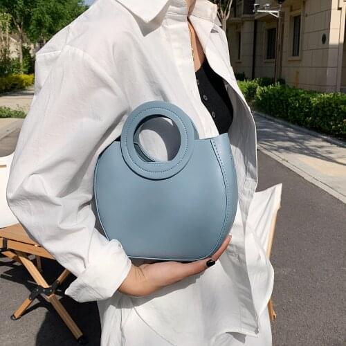 Round Handle Small PU Leather Shoulder Crossbody Bags for Women 2021 Summer Luxury Fashion Brands Trendy Elegant Handbags Totes