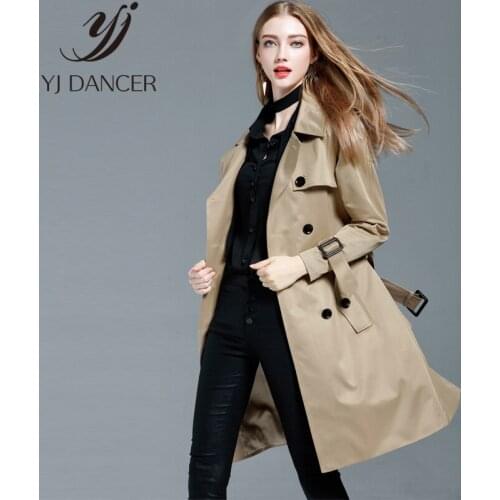 Fashion Temperament Windbreaker Jacket Female Long Section Womens Coat Korean Version 2019 New Ladies Spring Autumn Windbreaker