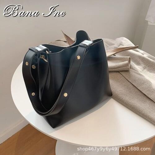 Fashion Designer Pu Leather Womens Handbags Large Capacity Casual Ladies Tote Female Black Bucket Women Shoulder Hand Bag