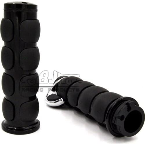 BJMOTO Motorcycle CNC 22mm 25mm Handlebar Hand Grips Chrome balck cafe racer For Harley Honda BMW Part Off-road Accessories