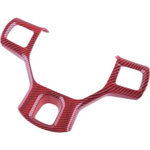 Car Steering Wheel Button Frame Cover Trim Red Carbon Fiber Fit for Dodge Ram 1500 2010 2011 2012 2013 2014 2015 2016 2017