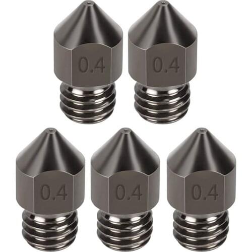 5PCS Hardened Steel 3D Printer MK8 Nozzles 0.2/0.3/0.4/0.5/0.6/0.8/1.0mm for 1.75mm Filament Makerbot Creality CR-10 Ender 3