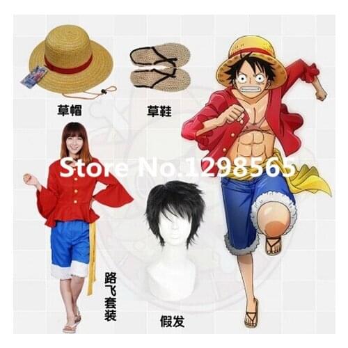 Athemis new ONE PIECE Monkey D Luffy cosplay costume red suit blue and white pants unisex any size custom made outfit