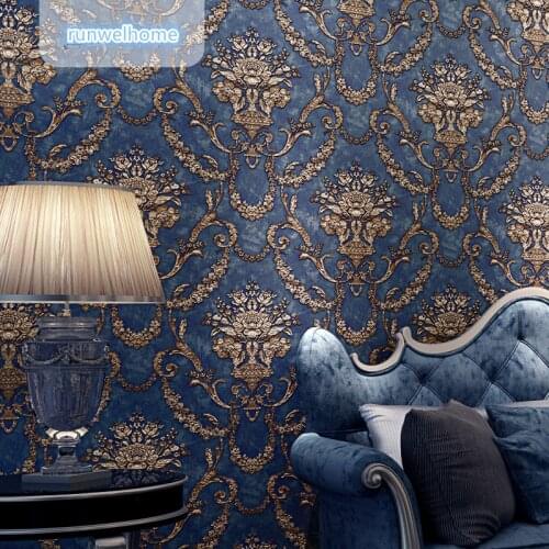 High quality 3D European style wallpaper luxury atmospheric non-woven Damascus wallpaper home living room bedroom TV background