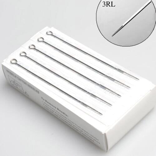 50PCS Assorted Disposable Sterilized Tattoo Needles 3RL Stainless Steel Needles Harmless Sterile Disposable Tattoo Needles