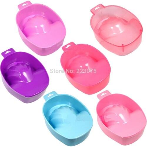 Wholesale DIY Manicure Nail Art Tips Hand Soak Bowl Tray Treatment Remover Manicure Random Color 2 pcs