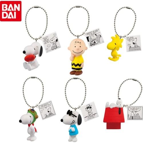Bandai Genuine Gashapon Peanuts Comic Characters Pendant Cute Snoopys Charlie Brown Anime Action Figures Keychain Gacha Toys