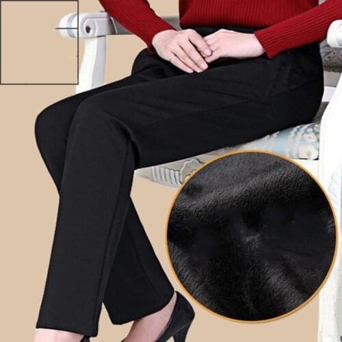 Autumn Women Trousers New High-waist Elasticity Straight Pants Winter Plus velvet Casual Plus size 6XL Middle-aged Female Pants