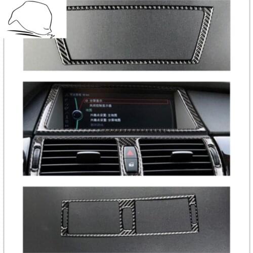 Carbon Fiber Car Interior Navigation Control Panel Air Conditioner Outlet Frame Cover Trim for BMW E70 E71 X5 X6