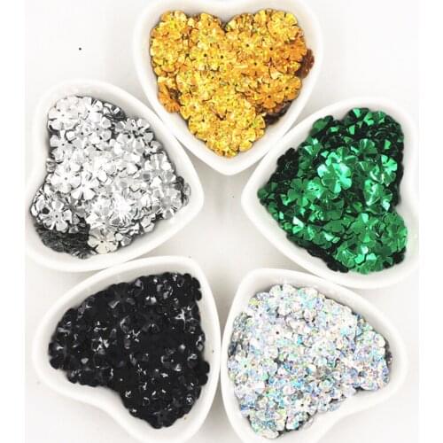 100 pcs/lot 14mm Five Petals Paillettes Flower Sequins PVC Decoration Sewing DIY Wedding Craft Clothing Lentejuelas Accessories