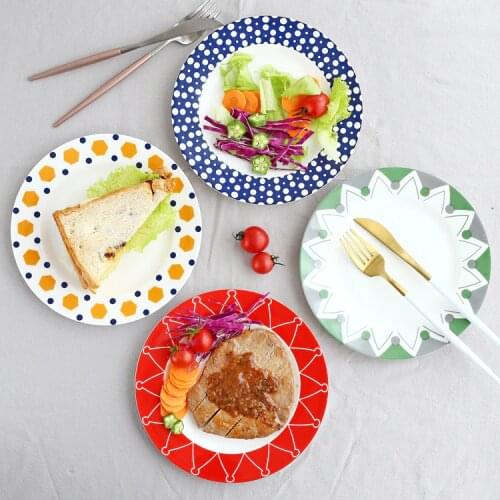 8 inch, 4pcs set, bone china dinner plates, creative modern, ceramic dishes for restaurant, porcelain dinnerware, wedding plate