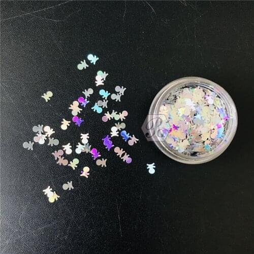 PrettyG 1 Box Halloween Laser Silver Color Skull 4MM Size Shape Glitter Sequins For DIY Art Makeup Decoration Accessories