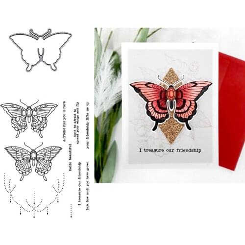Butterfly Beauties Animals Clear Stamps With Metal Cutting dies for DIY Scrapbooking Cards Silicone Transparent Stempels Seal