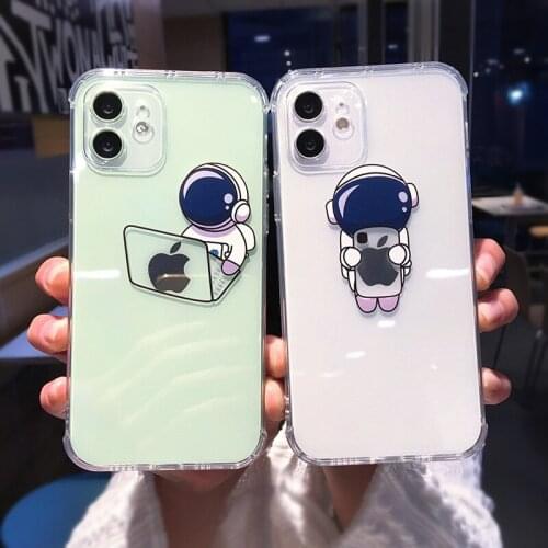 Transparent Astronaut Planet Space Star Pattern Phone Case For iPhone 12 11 Pro Max X XR XS 7 8 Plus SE 2020 Soft TPU Back Cover