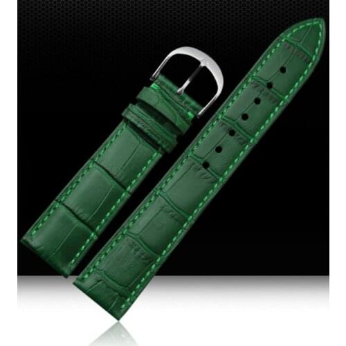 Watch Strap 12mm 14mm 16mm 18mm 20mm 22mm Mens Womens Green 100% Genuine Crocodile Pattern Leather Watch Strap Bands Bracelets