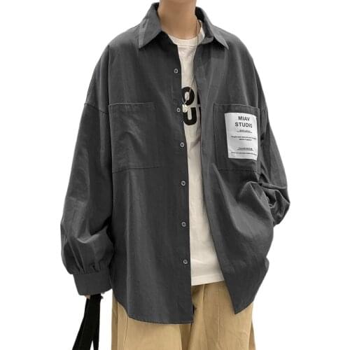 Shirt boy long sleeve casual loose wild autumn inch shirt Korean trend handsome Hong Kong style coat handsome ins