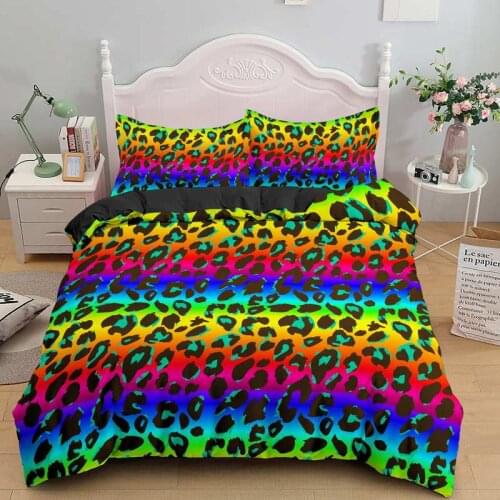 Leopard Printed 2/3Pcs Duvet Cover and Pillow Case Bedding Sets EU/US/AU/UK Single Twin Full Queen King Size