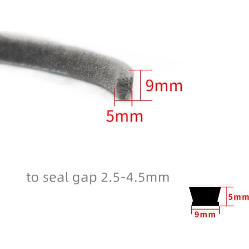 9x5mm Bristles Wool Pile Weather Strip Self-adhesive Brush Seal Window Door Seals odd Gray