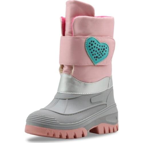 Kids Winter Snow Boots Pink Warm Shoes Thicken Footwear Rubber Sole Zip For Children Kids Outdoor Girls Plus Velvet Waterproof