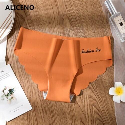 Sexy Women Mid Waist Ice Silk Panties Briefs Seamless Underwear Comfort Lingerie Female Underpants Fashion Intimates HP906