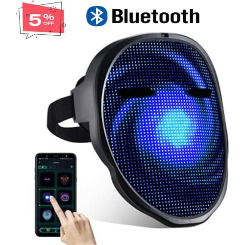 Shining LED Mask Bluetooth Light Up Mask DIY Picture Editing Animation Text Rechargeable or Battery Party Masquerade Halloween