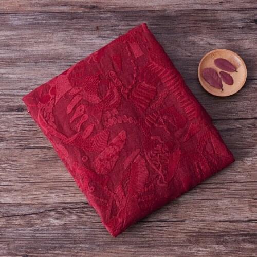 High end autumn and Winter Flax sewing Geometric pattern embroidery fabrics Solid texture pants jacket clothing material