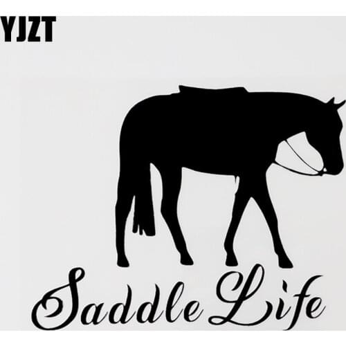 YJZT 14.6CM×11.3CM Saddle Life Racecourse Fashion Vinyl Car Sticker Decal Black/Silver 8C-0738