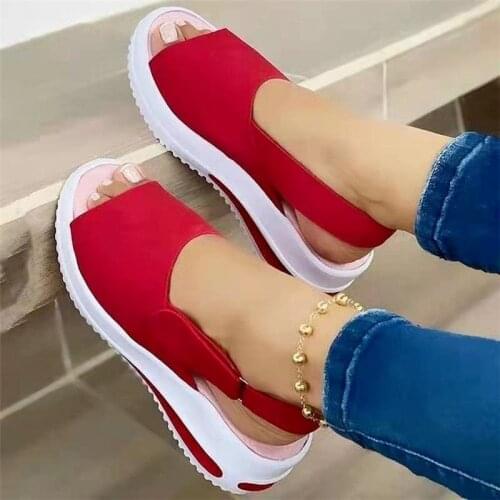 New Women Sandals Soft Stitching Ladies Wedge Comfortable Platform Sandals for Women 2021 Size 43 Open Toe Beach Shoes Woman